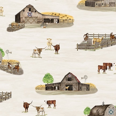 The Homestead - Main - CD18230 Cream - by Tara Reed - Riley Blake Designs - 100% Cotton